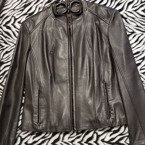 Danier new black leather bomber in size medium.